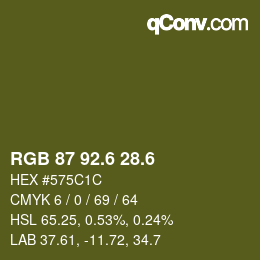 カラーコード: RGB 87 92.6 28.6 | qconv.com