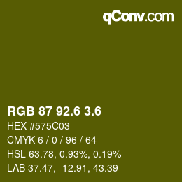 カラーコード: RGB 87 92.6 3.6 | qconv.com