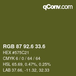 カラーコード: RGB 87 92.6 33.6 | qconv.com