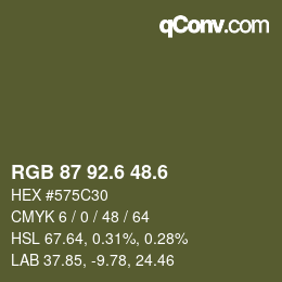 カラーコード: RGB 87 92.6 48.6 | qconv.com