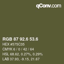 カラーコード: RGB 87 92.6 53.6 | qconv.com