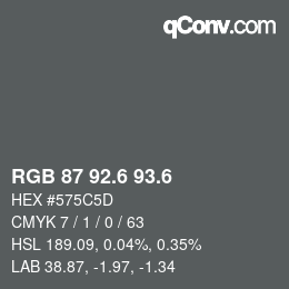 カラーコード: RGB 87 92.6 93.6 | qconv.com
