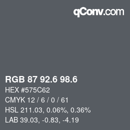 カラーコード: RGB 87 92.6 98.6 | qconv.com