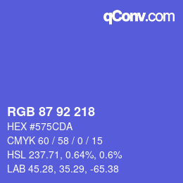 Color code: RGB 87 92 218 | qconv.com