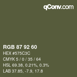 カラーコード: RGB 87 92 60 | qconv.com