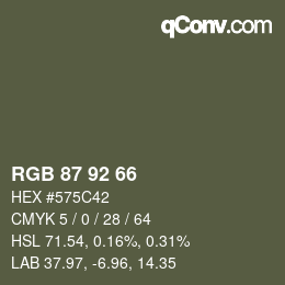 颜色代码: RGB 87 92 66 | qconv.com