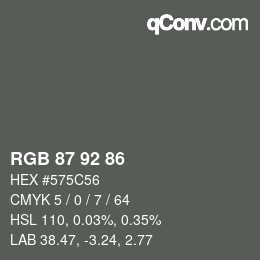 カラーコード: RGB 87 92 86 | qconv.com