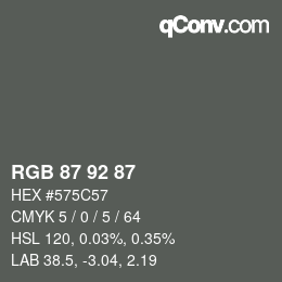 颜色代码: RGB 87 92 87 | qconv.com