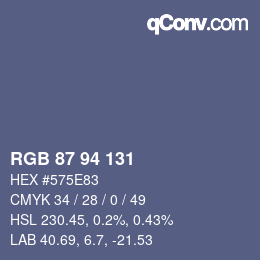 カラーコード: RGB 87 94 131 | qconv.com