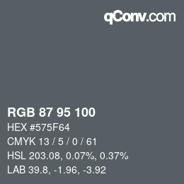 Código de color: RGB 87 95 100 | qconv.com
