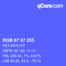 Color code: RGB 87 97 255 | qconv.com
