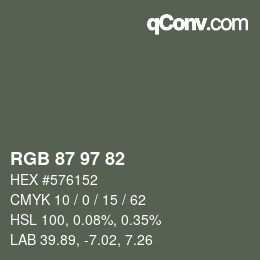 颜色代码: RGB 87 97 82 | qconv.com