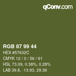 Farbcode: RGB 87 99 44 | qconv.com