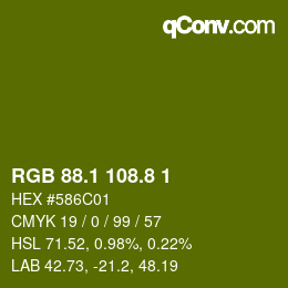 カラーコード: RGB 88.1 108.8 1 | qconv.com
