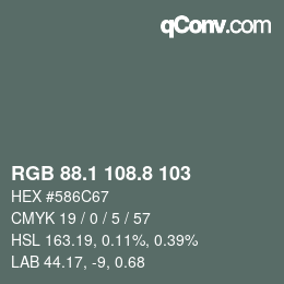 Código de color: RGB 88.1 108.8 103 | qconv.com