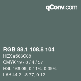 カラーコード: RGB 88.1 108.8 104 | qconv.com