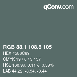 Farbcode: RGB 88.1 108.8 105 | qconv.com