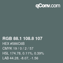 Color code: RGB 88.1 108.8 107 | qconv.com