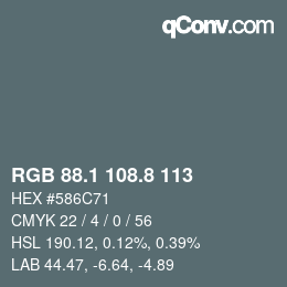Farbcode: RGB 88.1 108.8 113 | qconv.com
