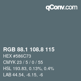 カラーコード: RGB 88.1 108.8 115 | qconv.com