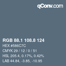 カラーコード: RGB 88.1 108.8 124 | qconv.com