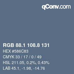 Color code: RGB 88.1 108.8 131 | qconv.com