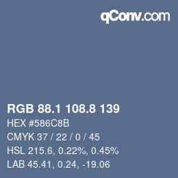 Color code: RGB 88.1 108.8 139 | qconv.com