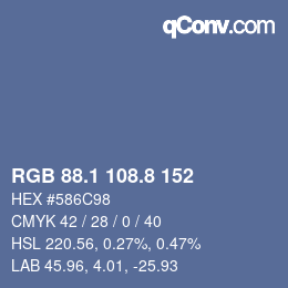 Color code: RGB 88.1 108.8 152 | qconv.com