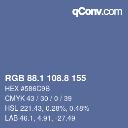 Color code: RGB 88.1 108.8 155 | qconv.com