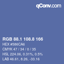 カラーコード: RGB 88.1 108.8 166 | qconv.com