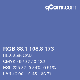 Color code: RGB 88.1 108.8 173 | qconv.com