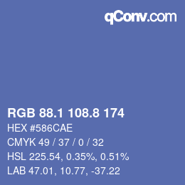 Color code: RGB 88.1 108.8 174 | qconv.com