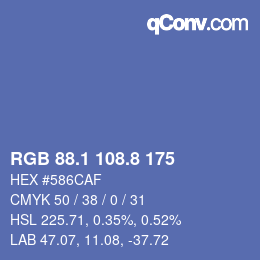 Color code: RGB 88.1 108.8 175 | qconv.com