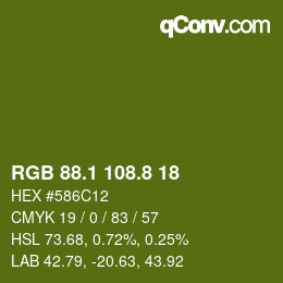 カラーコード: RGB 88.1 108.8 18 | qconv.com