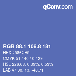 Color code: RGB 88.1 108.8 181 | qconv.com