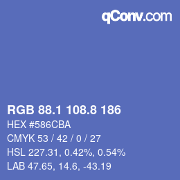 カラーコード: RGB 88.1 108.8 186 | qconv.com
