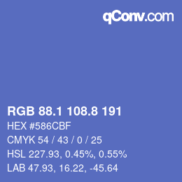 Color code: RGB 88.1 108.8 191 | qconv.com