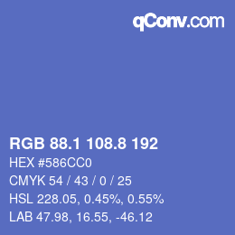Farbcode: RGB 88.1 108.8 192 | qconv.com