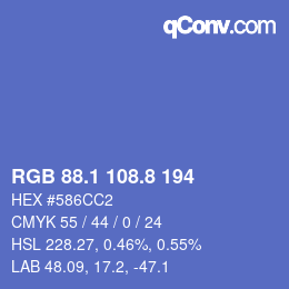 Color code: RGB 88.1 108.8 194 | qconv.com