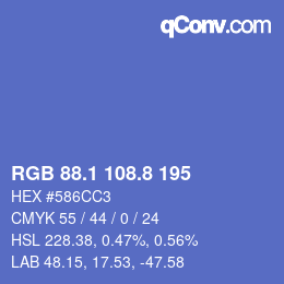 カラーコード: RGB 88.1 108.8 195 | qconv.com