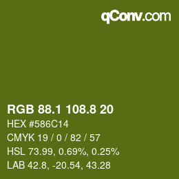 カラーコード: RGB 88.1 108.8 20 | qconv.com