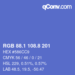 カラーコード: RGB 88.1 108.8 201 | qconv.com