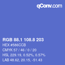 カラーコード: RGB 88.1 108.8 203 | qconv.com