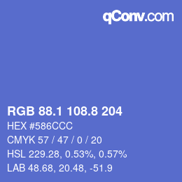カラーコード: RGB 88.1 108.8 204 | qconv.com