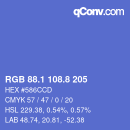 カラーコード: RGB 88.1 108.8 205 | qconv.com