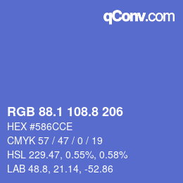 カラーコード: RGB 88.1 108.8 206 | qconv.com