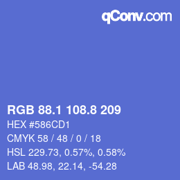 カラーコード: RGB 88.1 108.8 209 | qconv.com