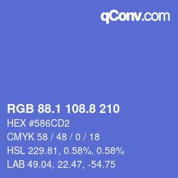 カラーコード: RGB 88.1 108.8 210 | qconv.com