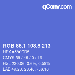 カラーコード: RGB 88.1 108.8 213 | qconv.com