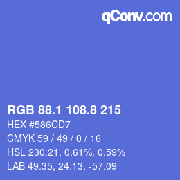 カラーコード: RGB 88.1 108.8 215 | qconv.com